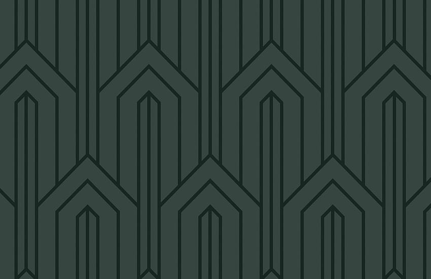 Linha geométrica verde escuro Art Deco Mural, escuro geométrico papel de parede HD