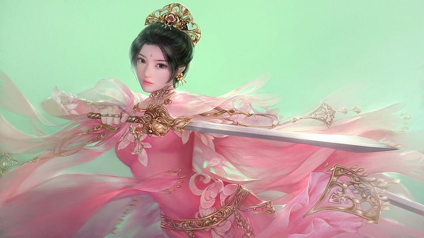 Warrior Asian Sword Fantasy Girls asian d, ancient chinese female warrior anime HD wallpaper