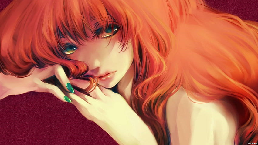 Lexica  beautiful anime girl with long red hair