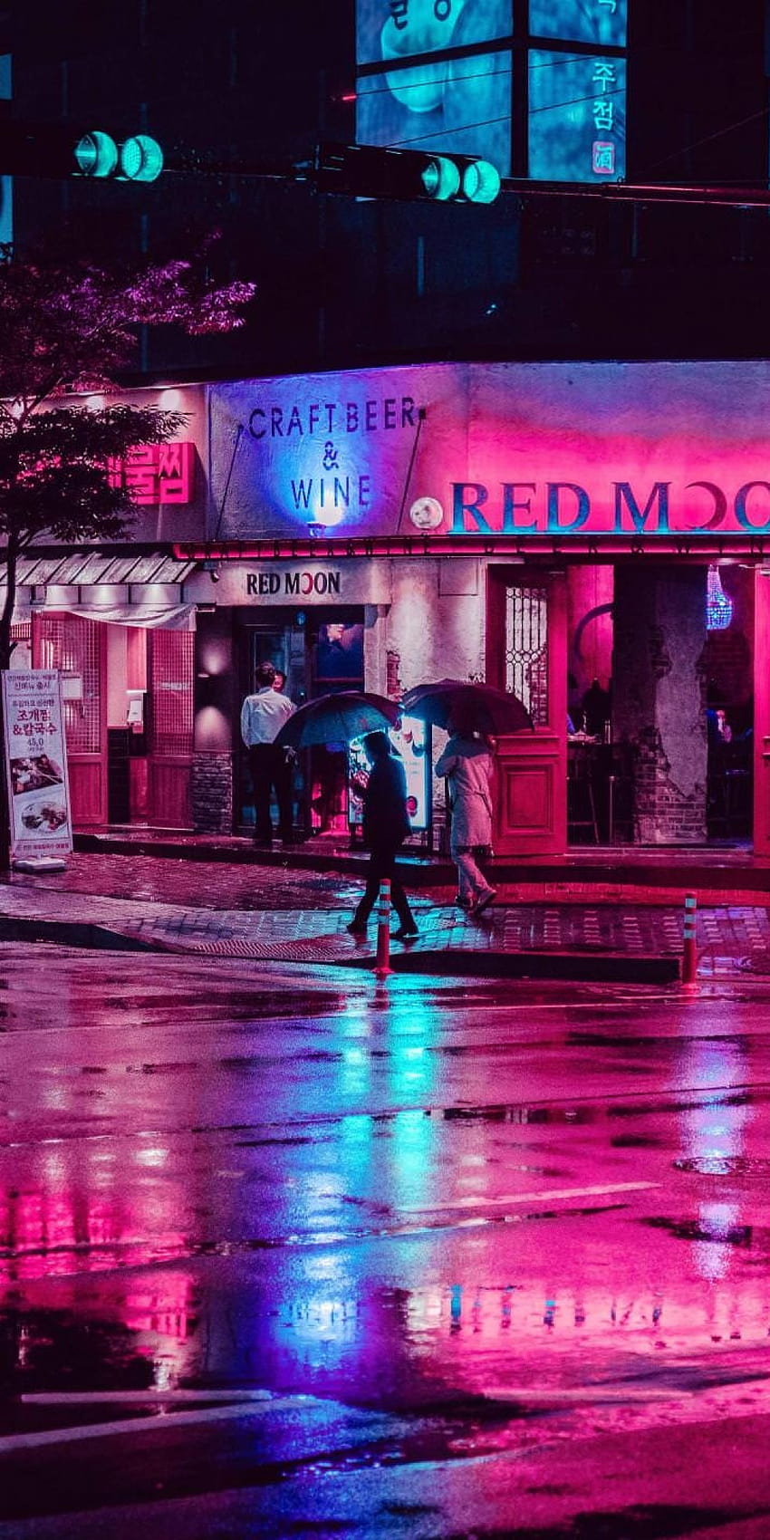 1080x2160 Neon Lights, Urban, Night, After Rain, Reflection, Street for Huawei Mate 10, night neon HD phone wallpaper