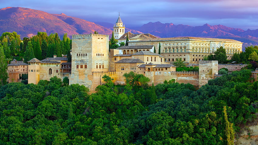 Palácio de Alhambra em Granada, Andaluzia, Espanha papel de parede HD