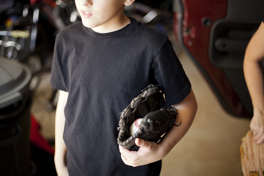 Boy Holding a Baseball Mitt HD wallpaper
