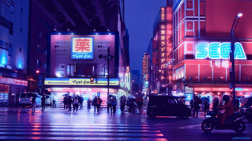 Liam Wong, vie nocturne esthétique au Japon Fond d'écran HD