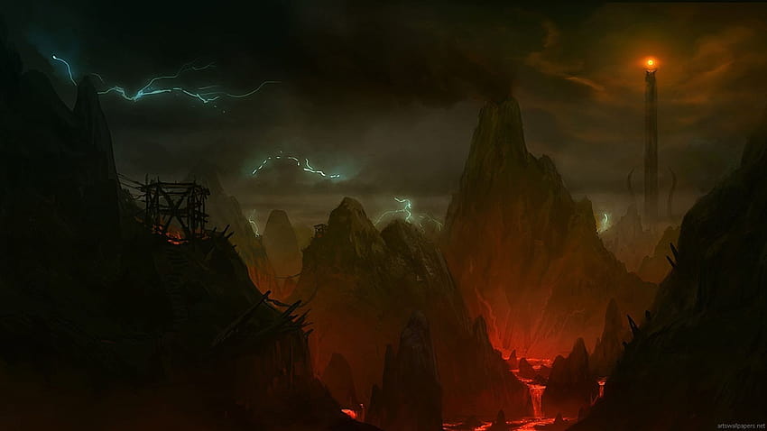lava, Sauron, The, Lord, Of, The, Rings, Fantasy, Art, Mordor, Artwork, Middle earth, Fiktional, Landscapes, Barad, Dur / and Mobile Backgrounds, barad dur HD-Hintergrundbild