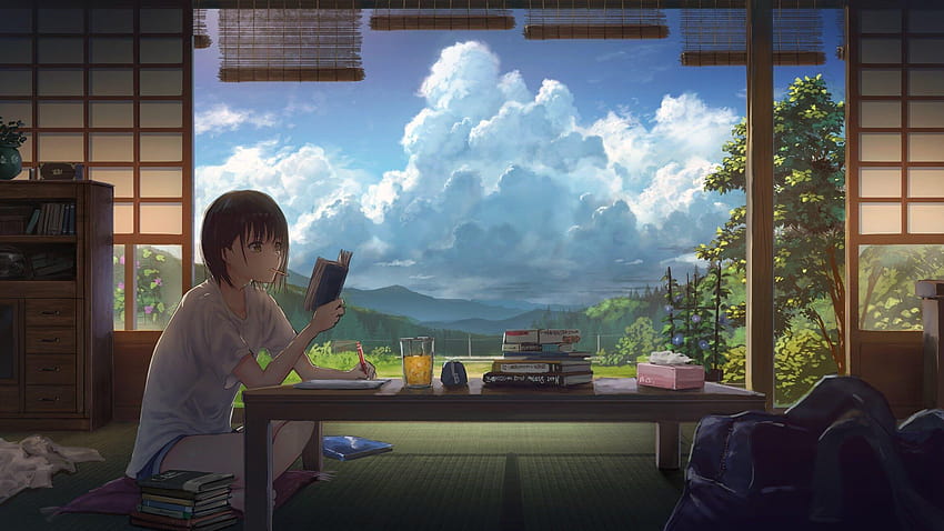 Sakin Çalışma [Bilinmeyen Kaynak], sakin anime pc HD duvar kağıdı