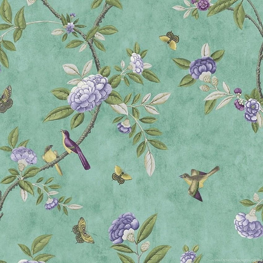 2704420  Birds Butterflies Multi On White  Schumacher Wallpaper