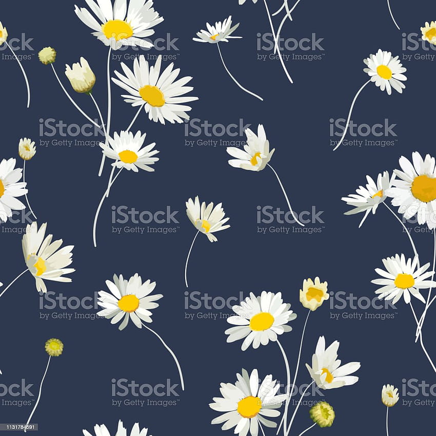 カモミールの花と花のシームレスなパターン 春夏デザイン装飾印刷ベクトル イラストのデイジーの花と自然な背景 ストック イラスト HD電話の壁紙