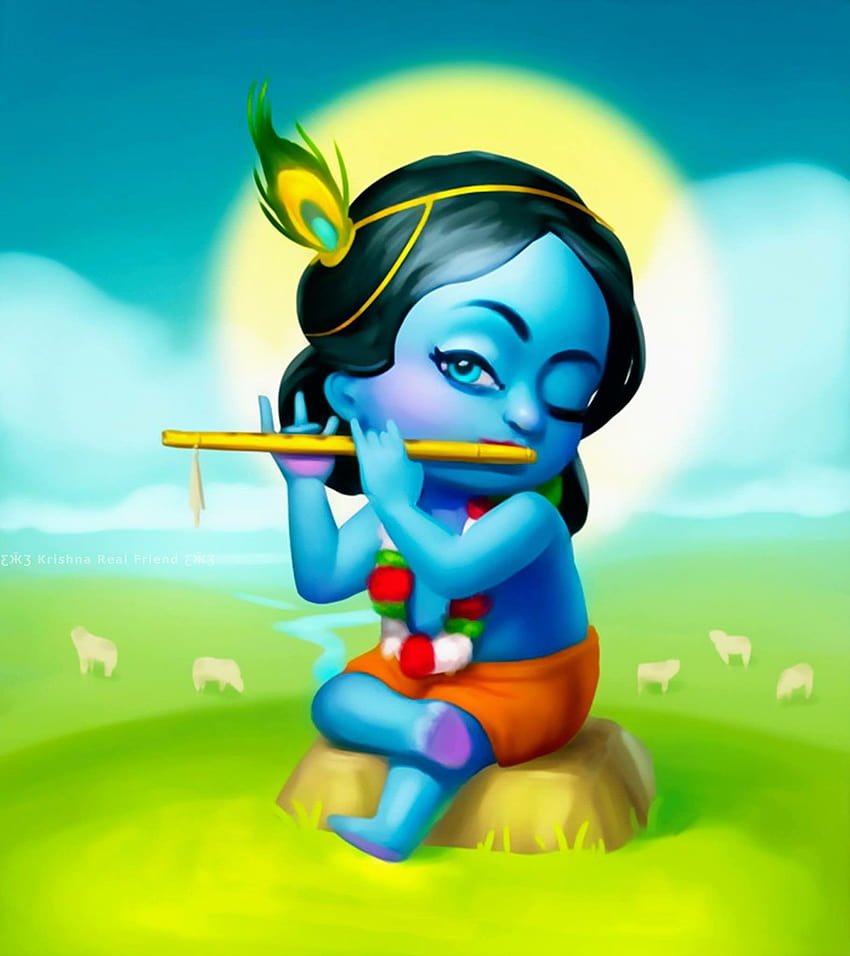Animated Krishna, beautiful cartoon graphy HD phone wallpaper | Pxfuel