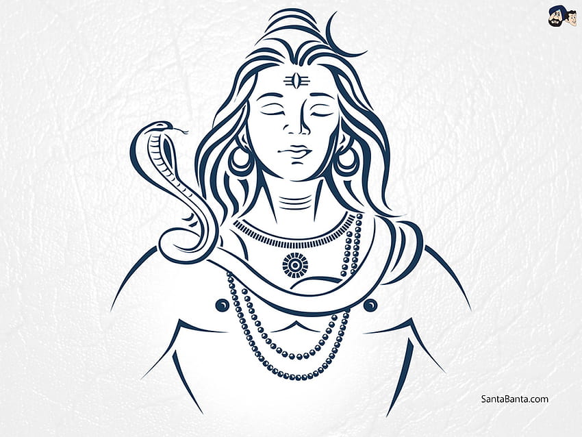 Sketch of hindu famous god lord shiva editable outline illustration  wall  stickers moon editable ornamental  myloviewcom
