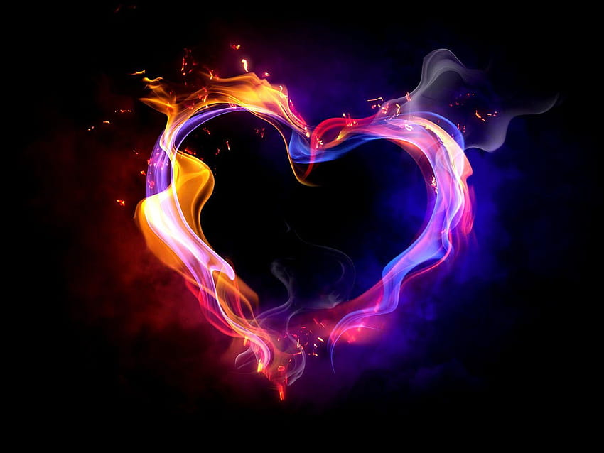Corazón de fuego, corazón 3d fondo de pantalla