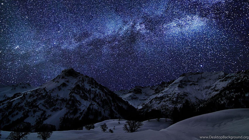 Winter Stars Sky Night Mountains .jpg HD wallpaper | Pxfuel