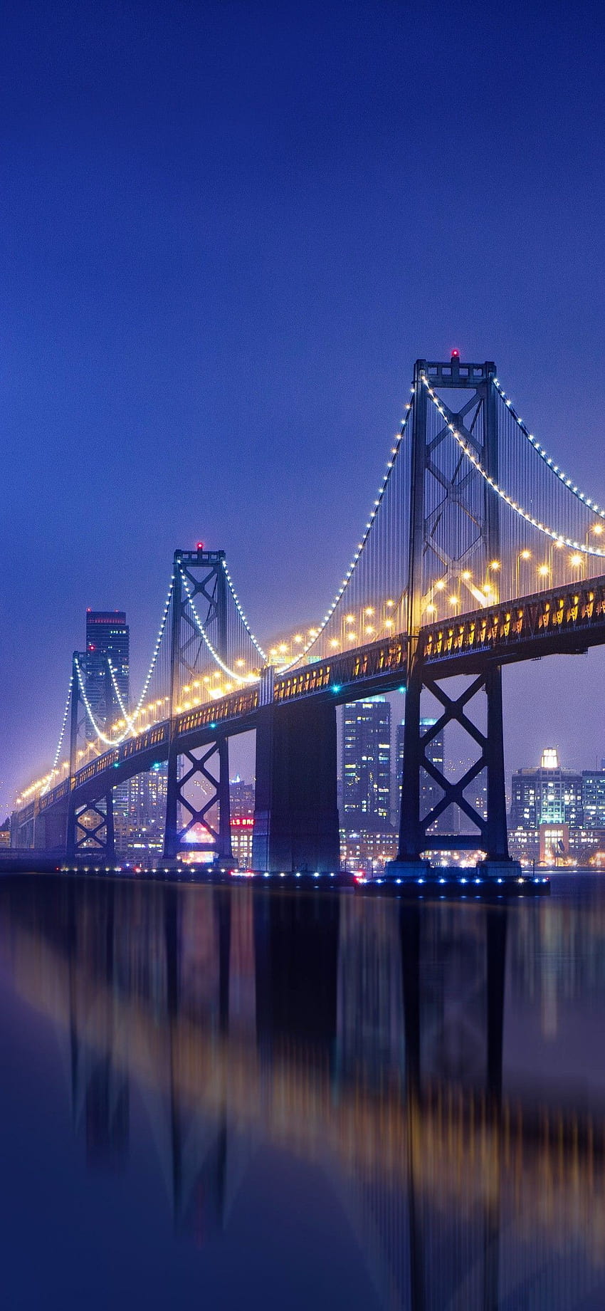 Bay Bridge , San Francisco–Oakland , Noc, Światła miasta, Miejski, Świat, san francisco oakland bay bridge ultra Tapeta na telefon HD