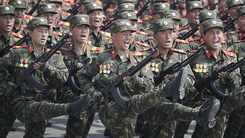 La spinta nucleare della Corea del Nord maschera l'esercito che si sta sgretolando, il giuramento dell'esercito Sfondo HD