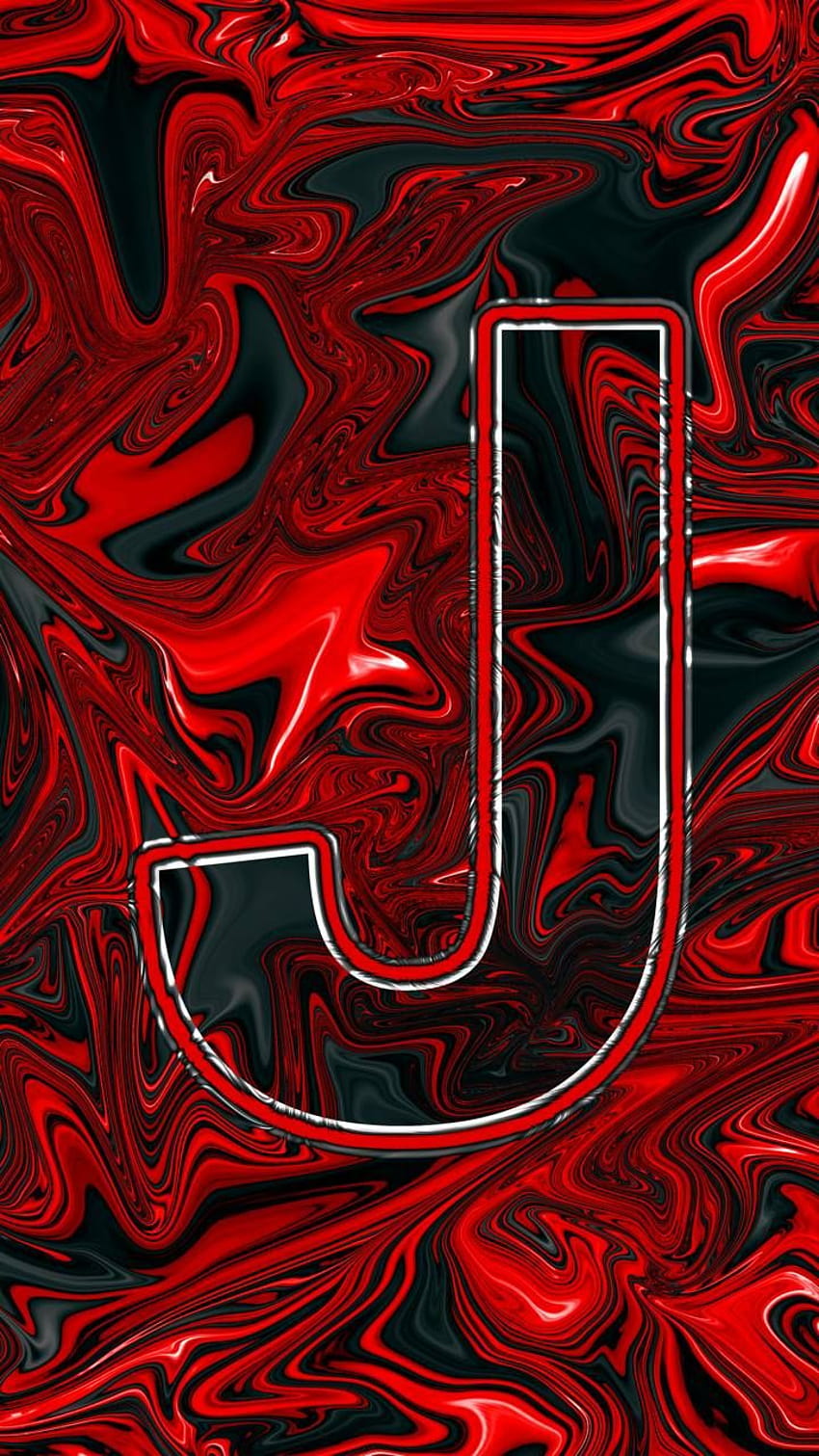 Lettera J rossa nera di Milos, alfabeto j Sfondo del telefono HD