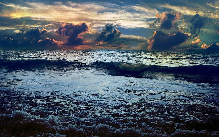 ทะเล พายุ สี สี พายุ ท้องฟ้า อากาศเลวร้าย วอลล์เปเปอร์ HD