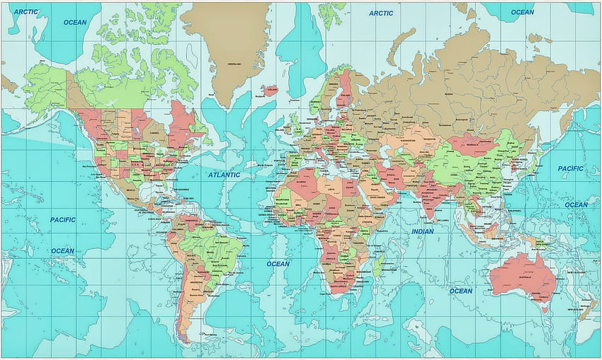 PDF로 인쇄 가능한 어린이용 세계 지도 포스터, 실제 세계 지도 HD 월페이퍼