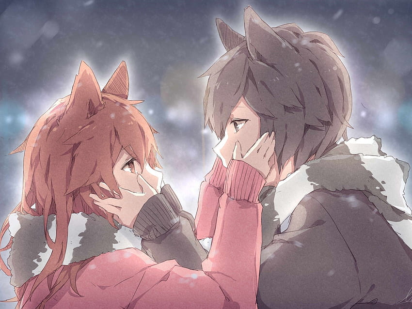 2048x1536 Anime Couple, Oreilles d'animaux, Romantique, Vue de profil pour Ainol Novo 9 Spark, de profil d'anime Fond d'écran HD