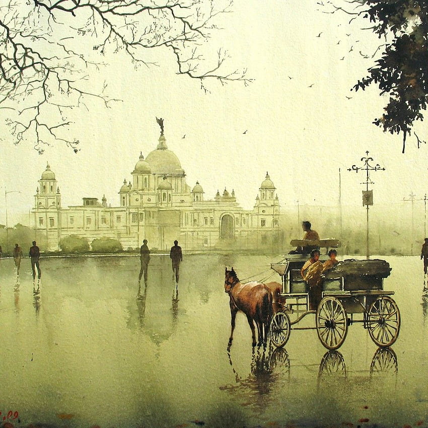 Lukisan Victoria Memorial Kolkata wallpaper ponsel HD