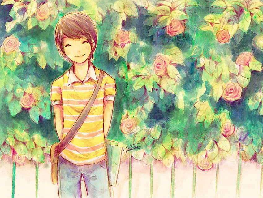 Summer love amp cicadas boy flower, summer love anime HD wallpaper
