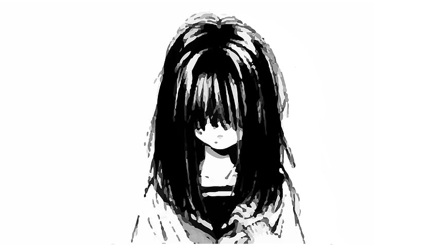 Premium Photo | Cute anime girl portrait black and white colors sketch style