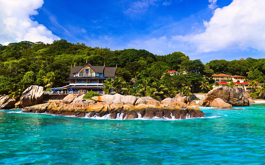 Ilha exótica de Seychelles La Digue Patatran Village costas marítimas, seychelles exóticas papel de parede HD