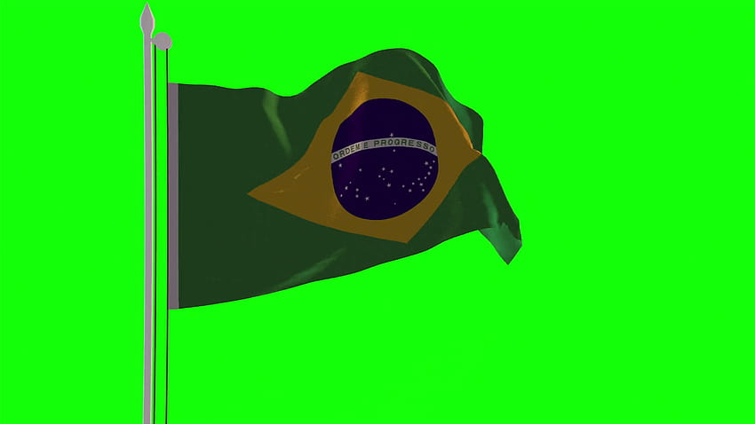 Brazil Flag is Fluttering on green background. Isolated waving, brazil flag background HD wallpaper
