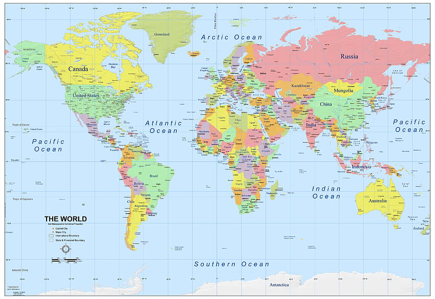 Meistgesehene Karte, Weltkarte mit Hauptstadt HD-Hintergrundbild