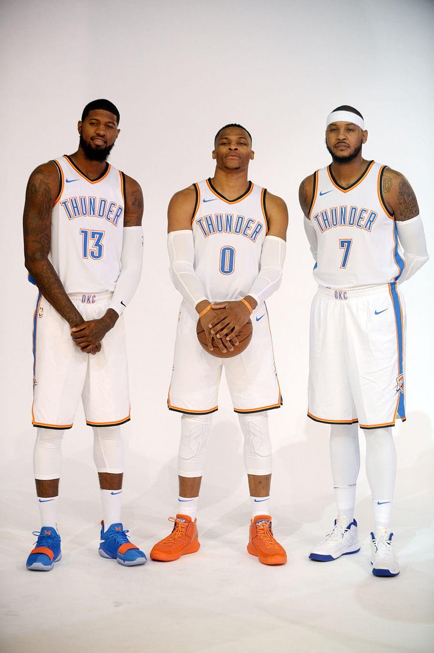 Carmelo, Russell Westbrook e Paul George hanno già il loro, Paul George Oklahoma City Thunder Sfondo del telefono HD