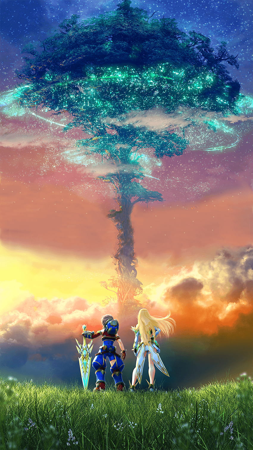 Illustration officielle de Xenoblade 2 sans le texte, téléphone Xenoblade Chronicles Fond d'écran de téléphone HD