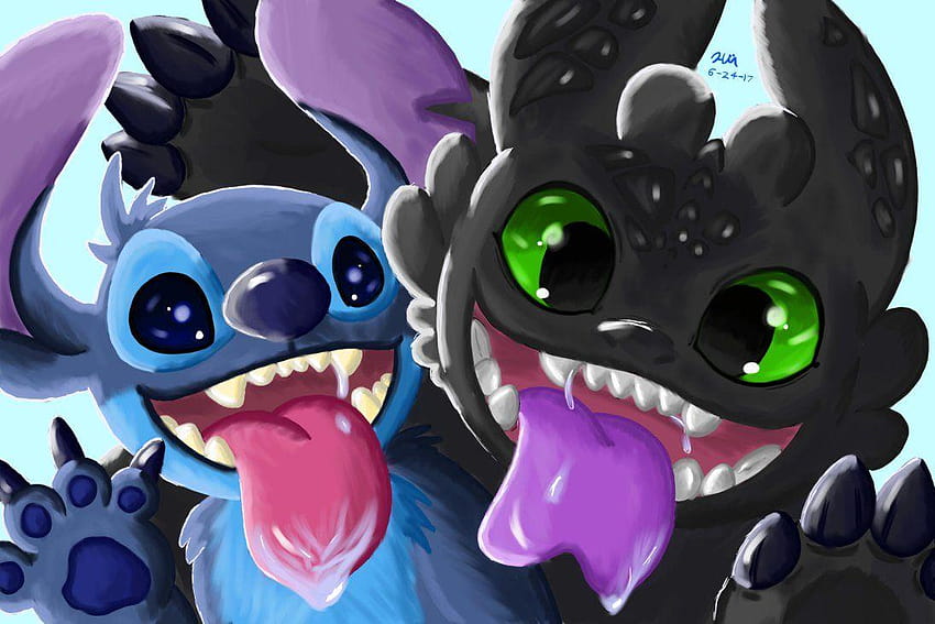 Download Aesthetic Stitch With Tongue Out Disney Wallpaper