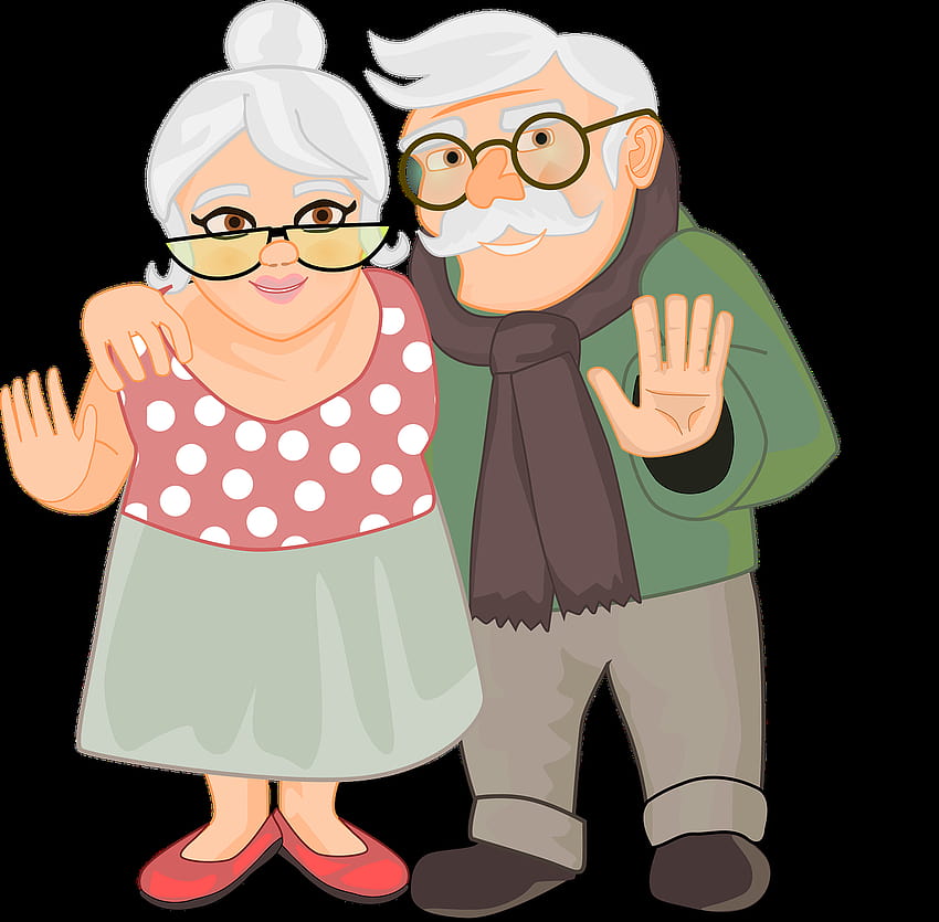 Kakek-nenek Pasangan Lansia, pasangan animasi tua Wallpaper HD