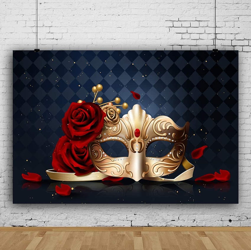 Buy YEELE 12x8ft Masquerade Party Backdrop Gold and Black Eye Mask with Red Roses graphy Backgrounds Girls Lady Women Makeup Portrait Carnival Celebration booth Props Digital Online in Indonesia. B07YV4SY3M HD wallpaper