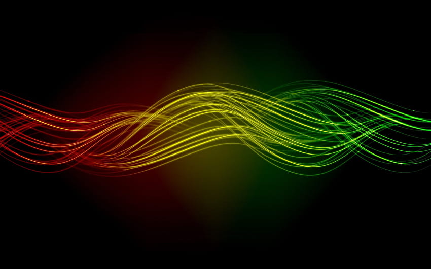 green abstract red multicolor yellow waves digital art lines simple backgrounds black backgrounds 2 Art Bla…, red yellow green HD wallpaper