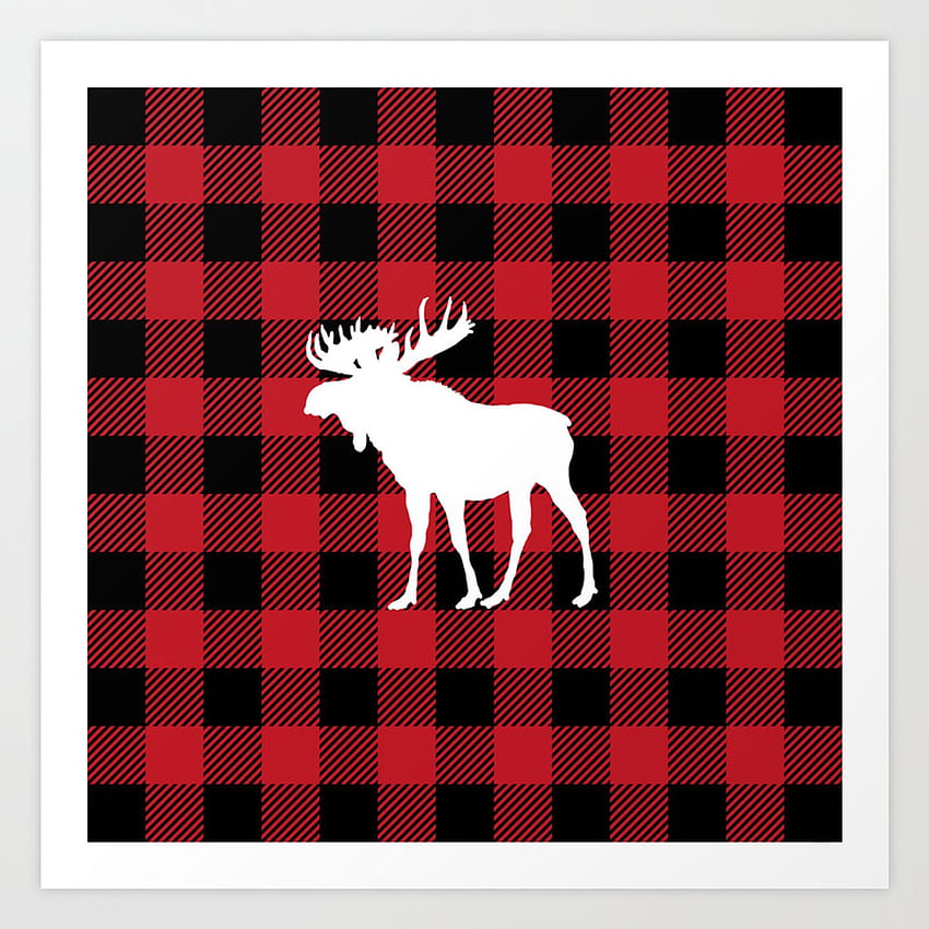 Red Buffalo Plaid Moose Art Print by jsdavies HD phone wallpaper