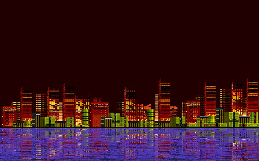 8 bit city HD wallpaper