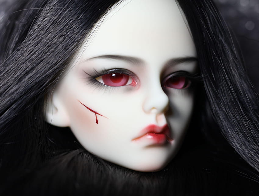 Toy Eyes Glance Face Doll dark blood vampire fantasy gothic loli, creepy dolls HD wallpaper