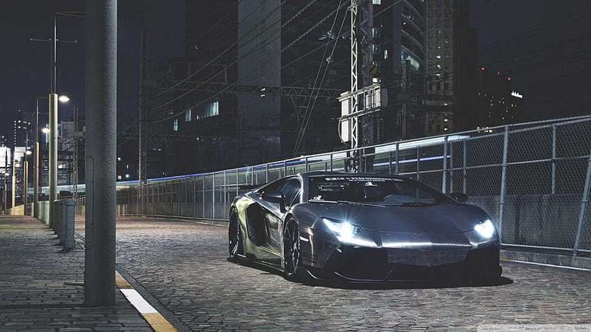 Lamborghini, Lamborghini Aventador, Night, City, Lights, Gray, Road, lamborghini night HD wallpaper