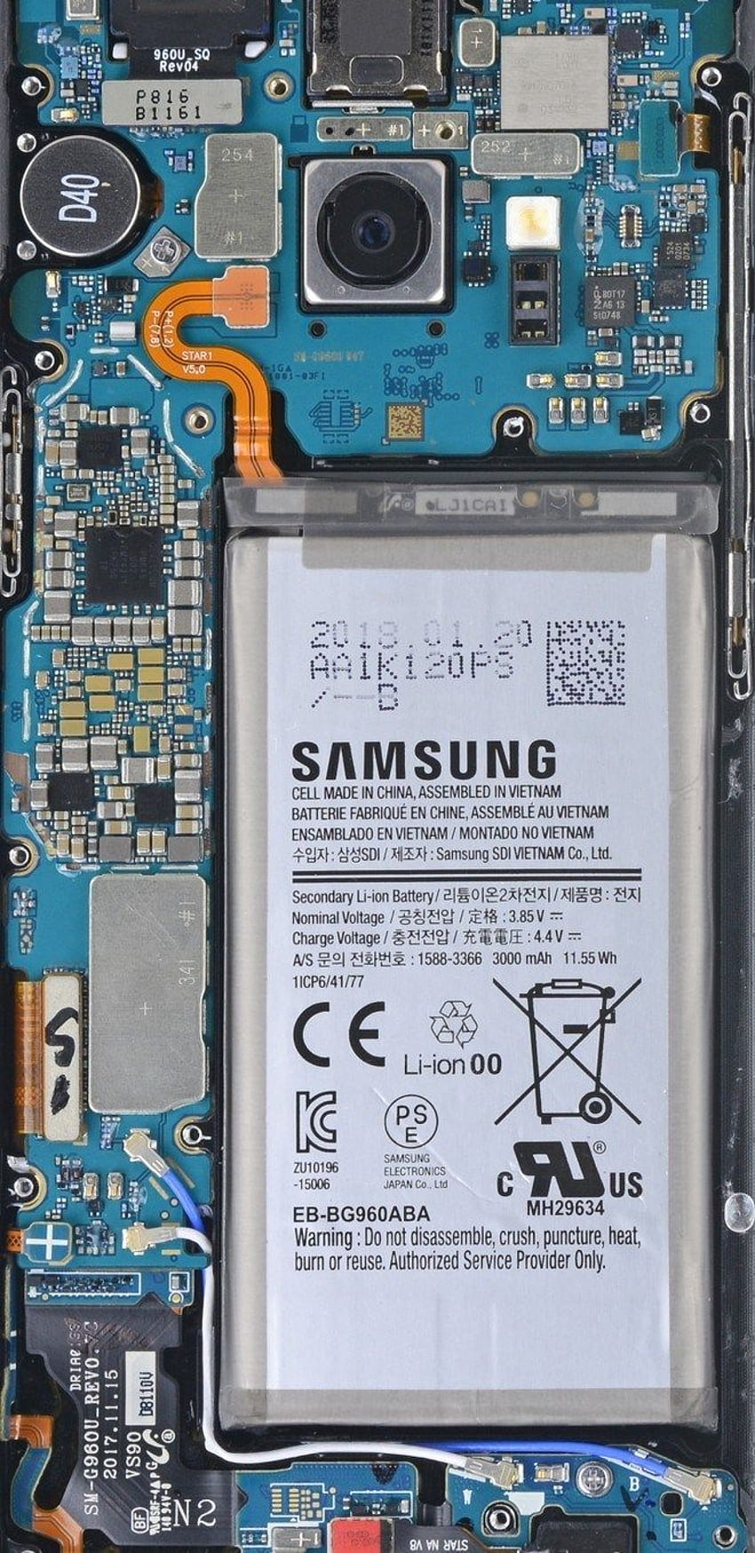 Galaxy S9: farà sembrare il tuo Galaxy S9 dentro e fuori, scheda madre del telefono 3d Sfondo del telefono HD