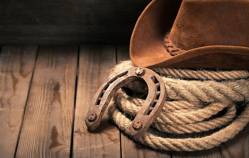 chapéu, piso de madeira, ferradura, chapéu de cowboy, seção стиль papel de parede HD