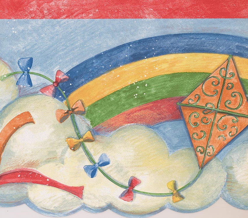 Rainbow Colorful Kites in The Clouds Retro Border for Kids, Roll 15' x 7'': Amazon.ca: Tools & Home Improvement, retro rainbow colors HD wallpaper