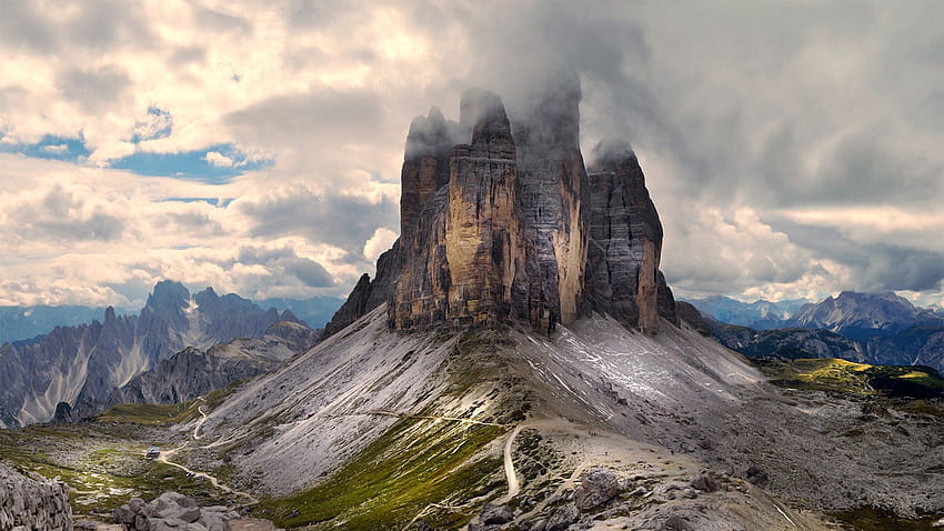 The Three Peaks of Lavaredo Italy, furchetta peak HD wallpaper