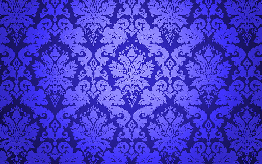 purple damask background, damask floral, vintage purple HD wallpaper