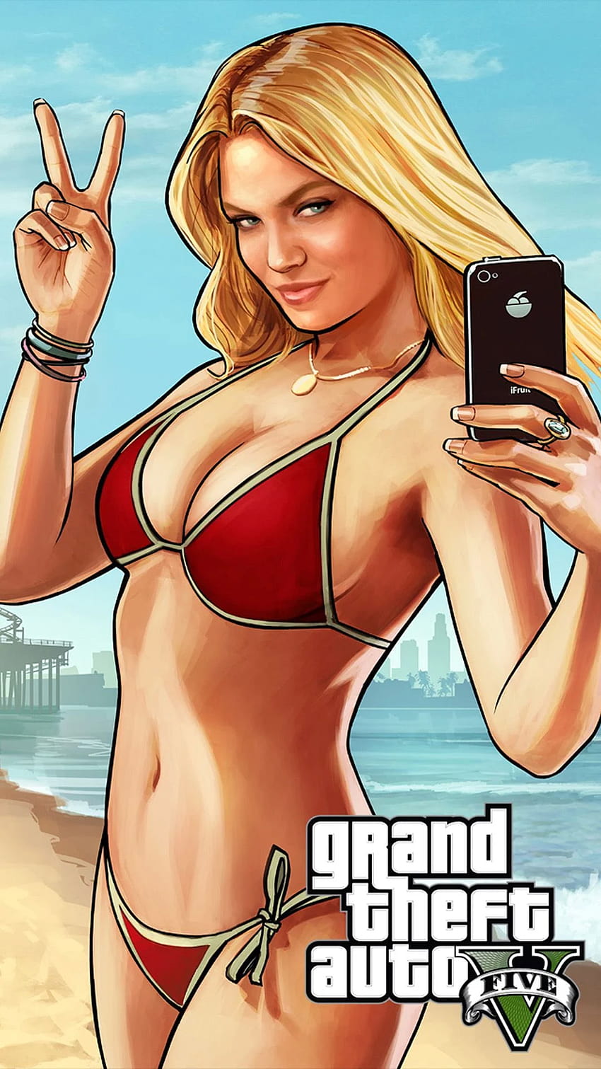 GTA 5 Blonde Beach, wanita pencuri mobil besar wallpaper ponsel HD