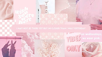 baby pink collage aesthetic, valentines day aesthetic collage computer HD wallpaper