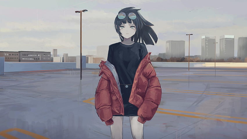2560x1440 anime girl, art, jacket, cry anime girl HD wallpaper