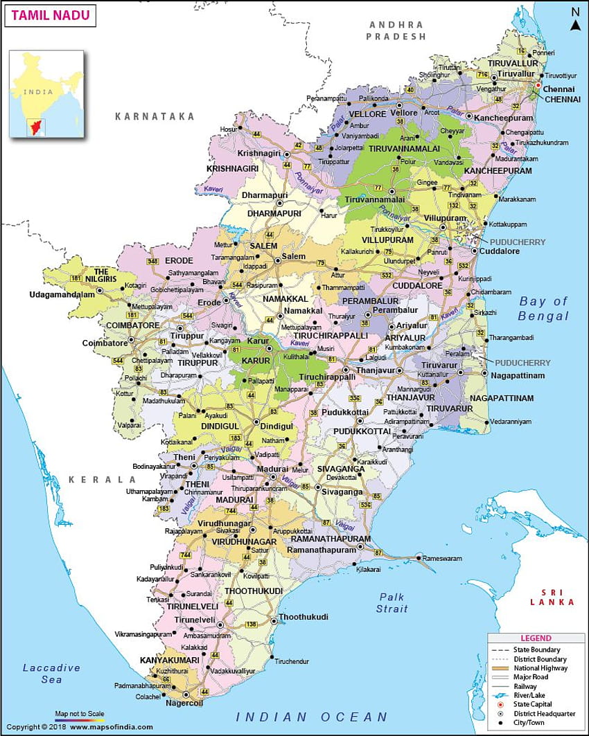 Map of Tamil Nadu, tamil nadu map HD phone wallpaper