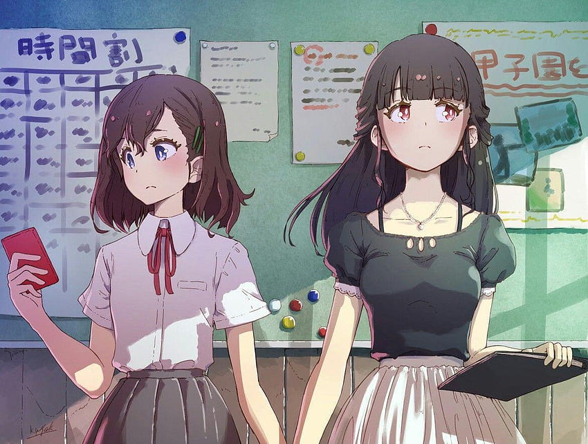 2019'da Sevimli Lezbiyen Anime Kızları HD duvar kağıdı
