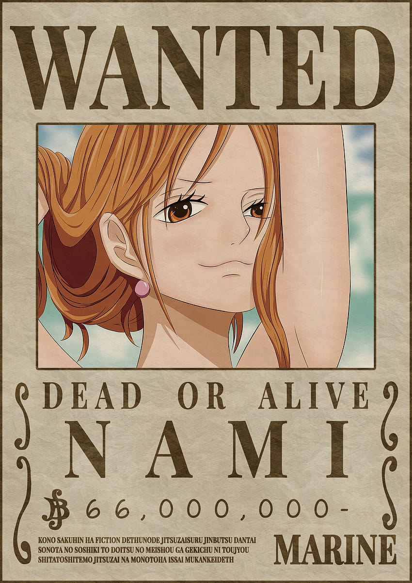 NAMI bounty wanted poster one piece in 2021, nami wanted poster HD phone wallpaper