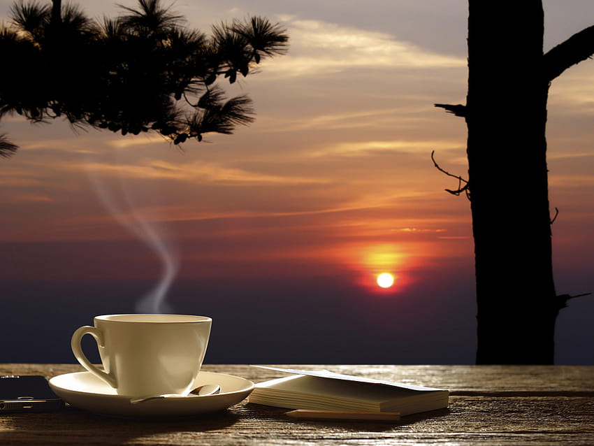 summer, background, tea, positive, the evening, blur, mug, Cup, pencil, table, beautiful, saucer, background, evening, diary, bokeh, section in resolution 1152x864, summer morning coffee book HD wallpaper
