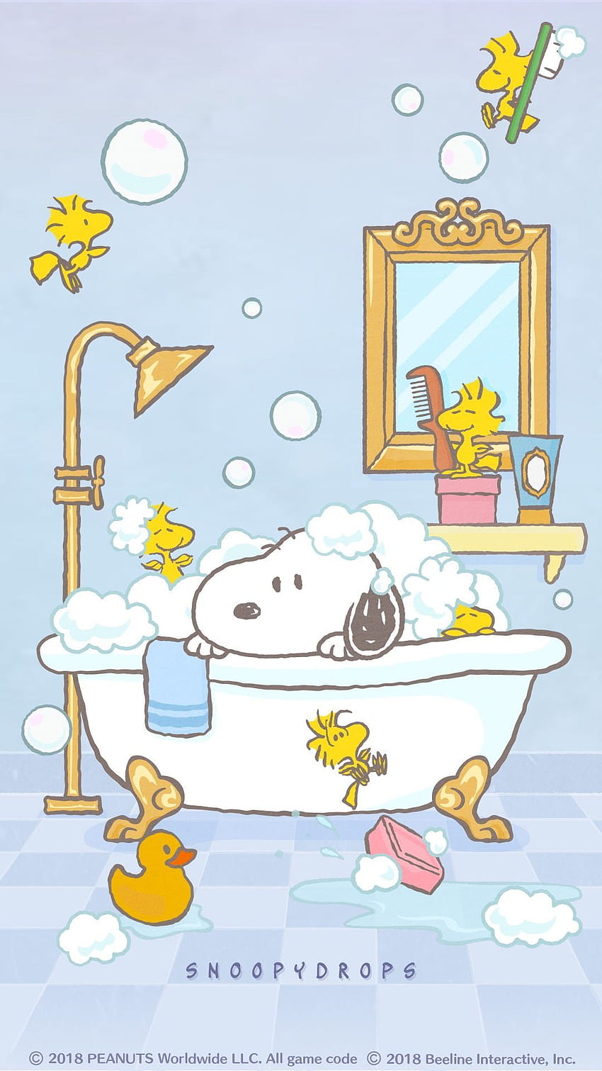 Време за къпане за Снупи., Снупи пролетно време HD тапет за телефон